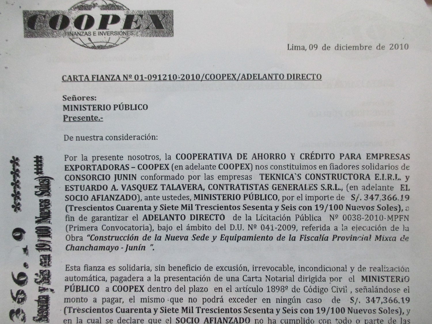 Post: Caso Orellana: Coopex también emitió cartas fianza a 